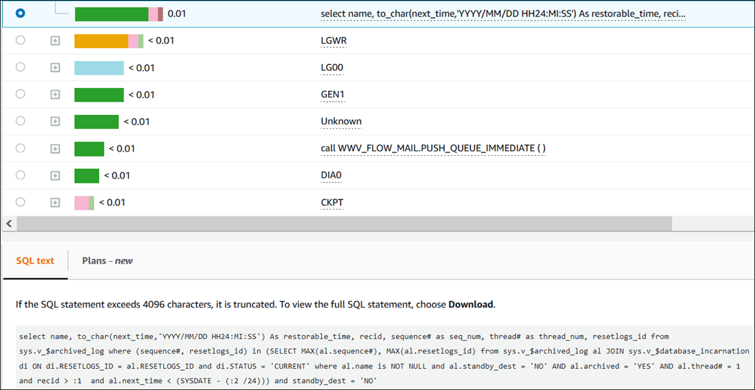 SQL information section shows more of the SQL text