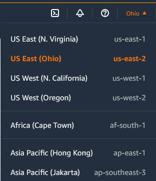 Wählen Sie eine Region aus.