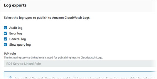 Wählen Sie die Protokolle aus, die in Logs veröffentlicht werden CloudWatch sollen