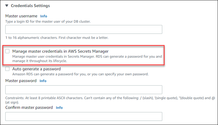 Hauptanmeldedaten verwalten in AWS Secrets Manager