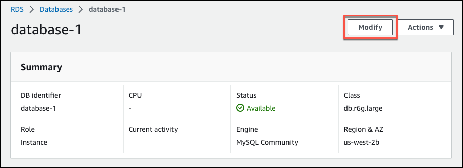 Ändern Sie die DB-Instance oder den Multi-AZ-DB-Cluster