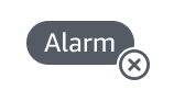 Alarm icon with an X symbol for dismissing or closing the alarm notification.