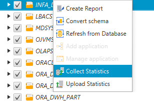 Kontextmenü "Collect Statistics" (Statistiken erfassen)