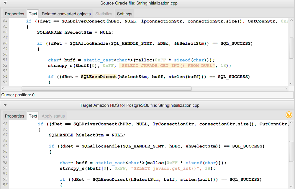 SQLzu analysierender Code