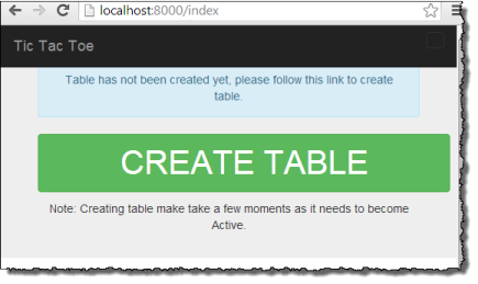 Screenshot der Schaltfläche „Create Table (Tabelle erstellen)“ in der Anwendung.