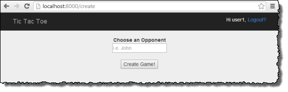 Screenshot mit dem Dialogfeld „Choose an Opponent (Gegner auswählen)“ und der Schaltfläche „Create Game (Spiel erstellen).