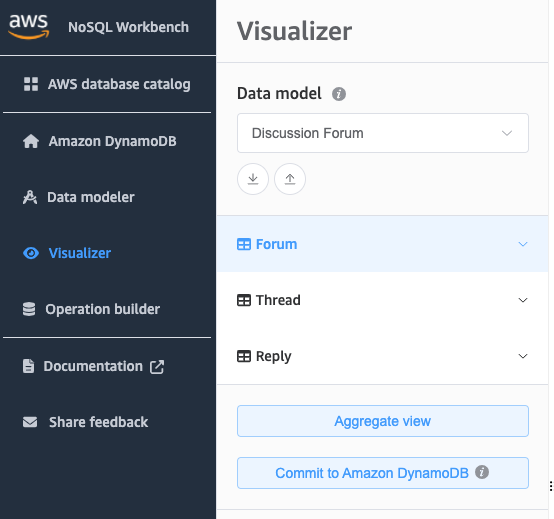 Screenshot der Konsole mit der Schaltfläche „Commit to DynamoDB (Übergabe an DynamoDB)“.