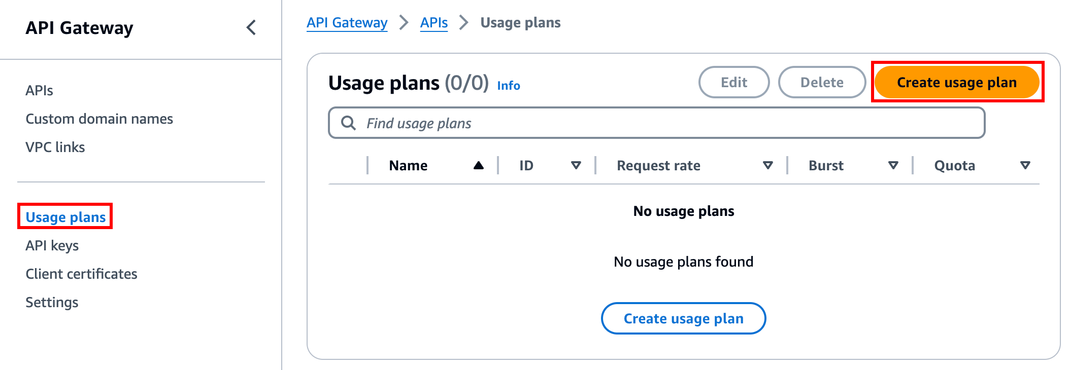 Entitäten des API-Nutzungsplans