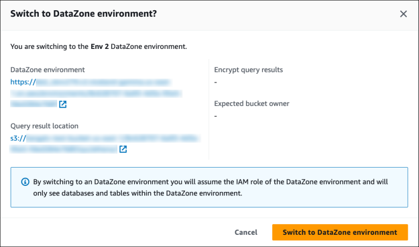 Überprüfen Sie die Änderung an einer DataZone Umgebung.