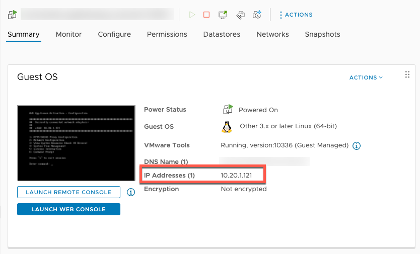 Das Feld IP-Adressen auf der Übersichtsseite.