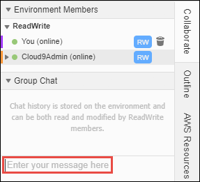 Der Chatbereich in der AWS Cloud9 IDE