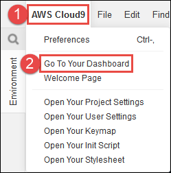 Öffnen des AWS Cloud9-Dashboards