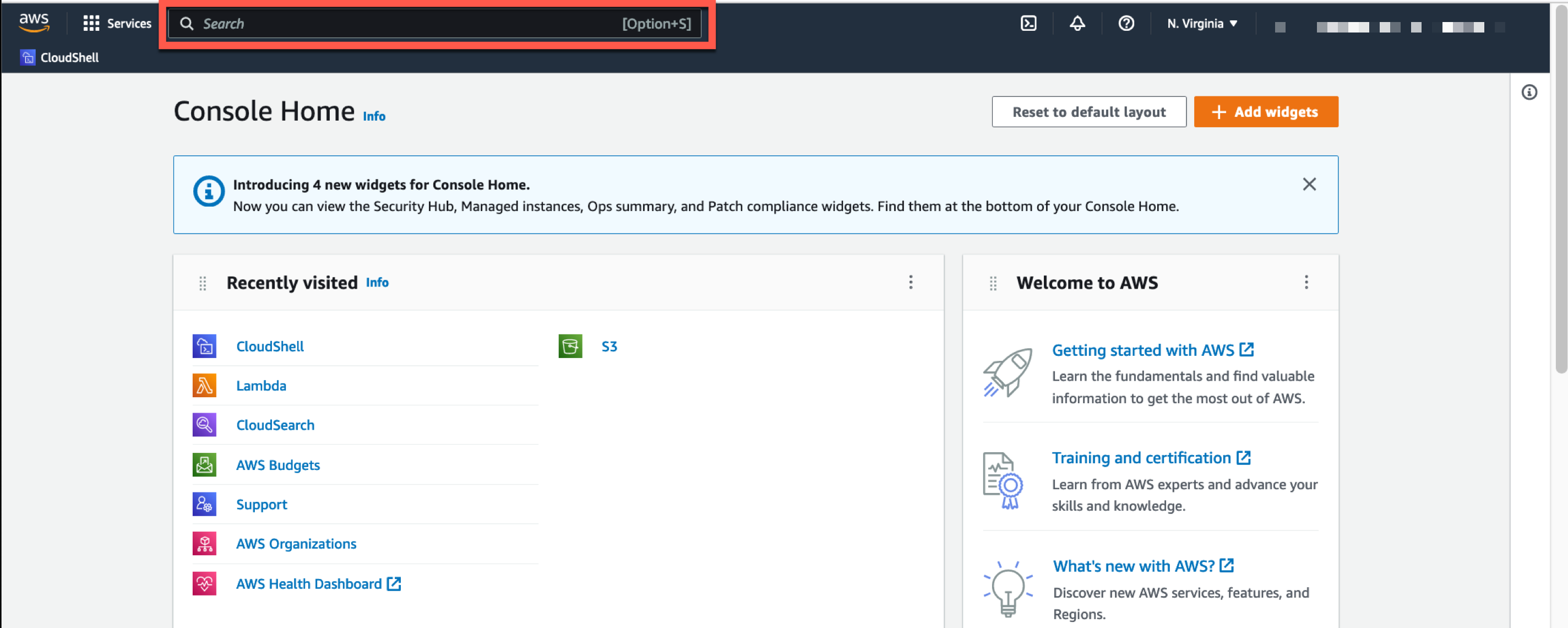 AWS CloudShell suchen