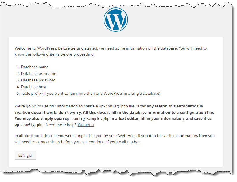 WordPress Willkommensseite