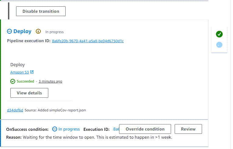 Eine Beispielbedingung in CodePipeline.