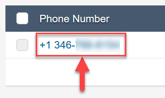Eine Beispieltelefonnummer auf der Seite „Telefonnummern“.