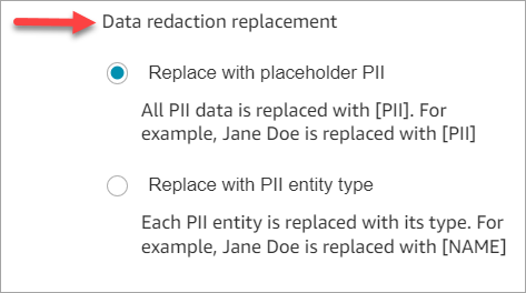 Die Option zum Ersetzen von Daten durch „PII“