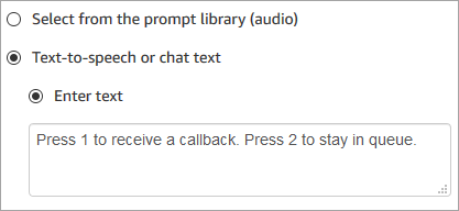 Die Eigenschaftenseite des Blocks Kundeneingabe abrufen, konfiguriert für text-to-speech Chat-Text.