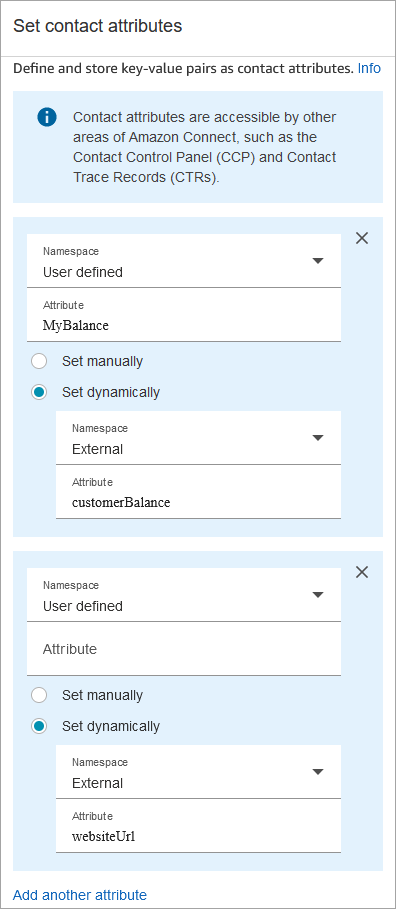 Ein Block „Set contact attributes“ (Kontaktattribute festlegen).