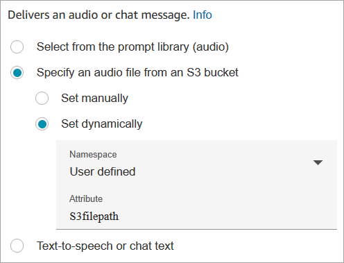 Der S3-Dateipfad wurde dynamisch festgelegt, der Namespace ist auf „Benutzerdefiniert“ gesetzt.