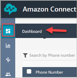 Das Dashboard-Symbol im Amazon Connect-Navigationsmenü.