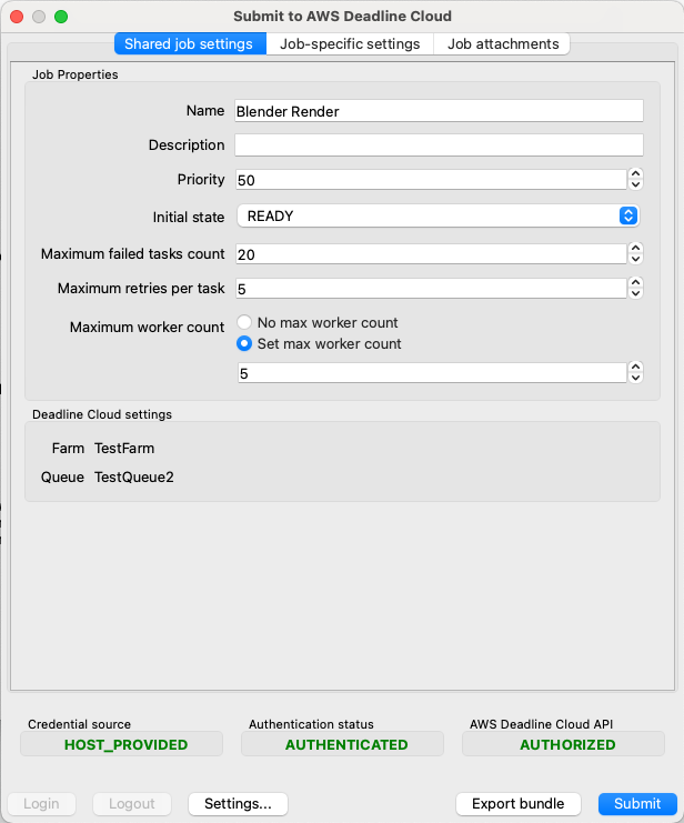 Ein Beispiel für eine benutzerdefinierte Schnittstelle zur Einreichung von Jobs für Blender.