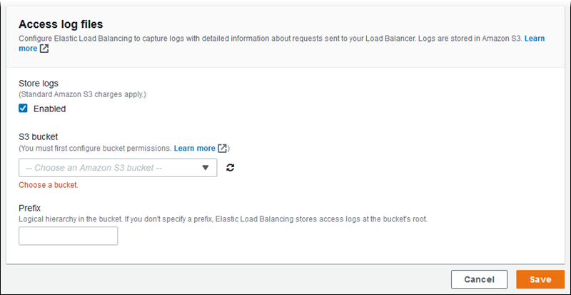 Application Load Balancer-Konfiguration – Zugriffsprotokolle