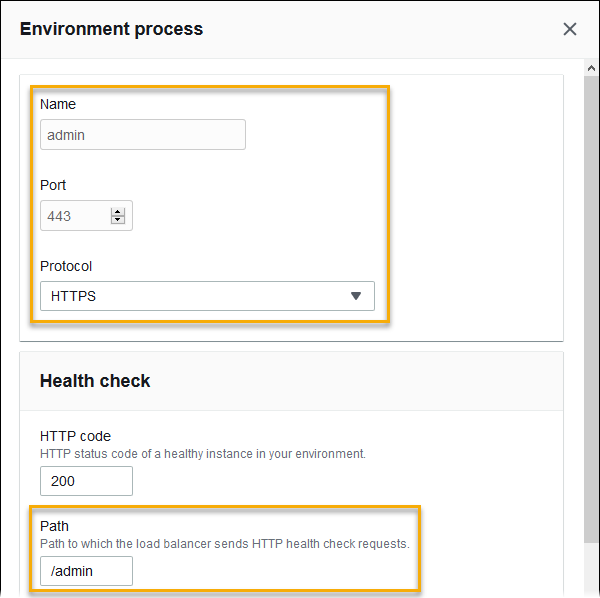 Konfigurationsbeispiel für Application Load Balancer – Hinzufügen eines Admin-Prozesses