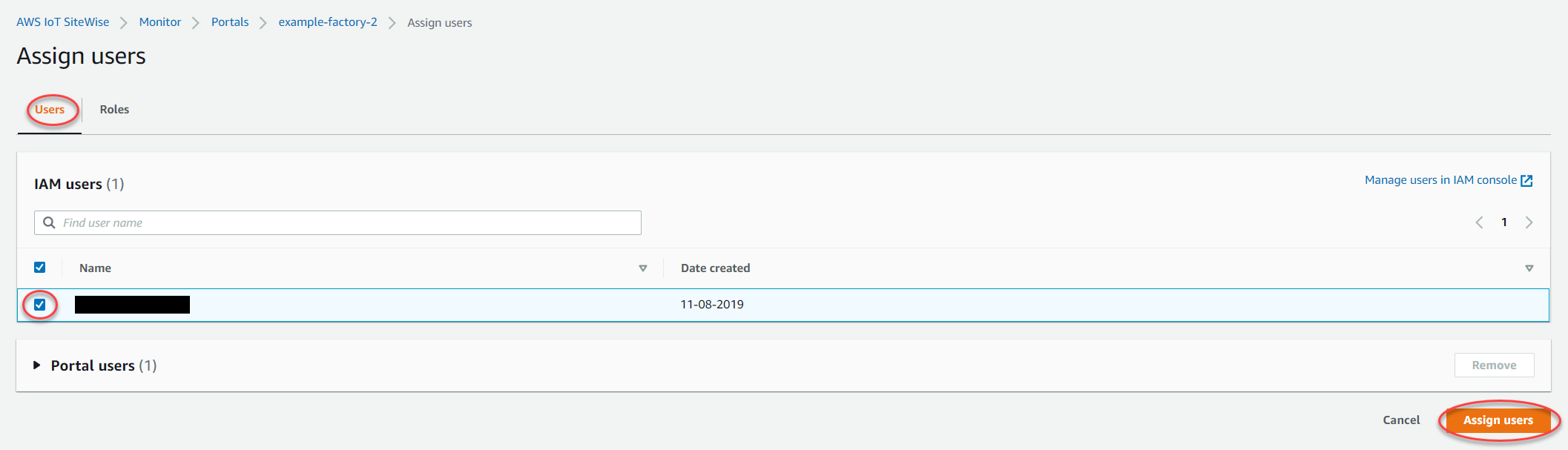 Die Seite „Assign users (Benutzer zuweisen)“.