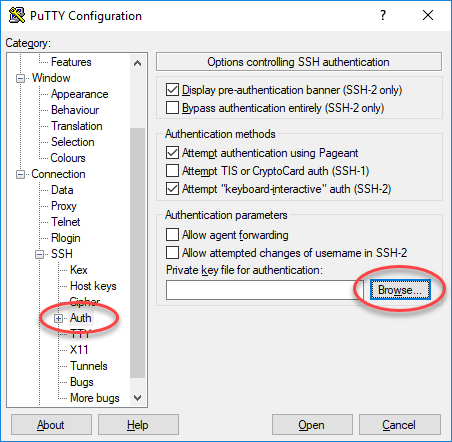 Geben Sie die TTY Authentifizierungsparameter ein.