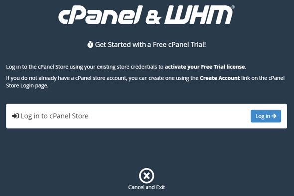 cPanel starten Sie mit einer kostenlosen Testversion