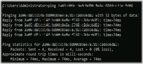 Erfolgreicher IPv6-Ping-Befehl.