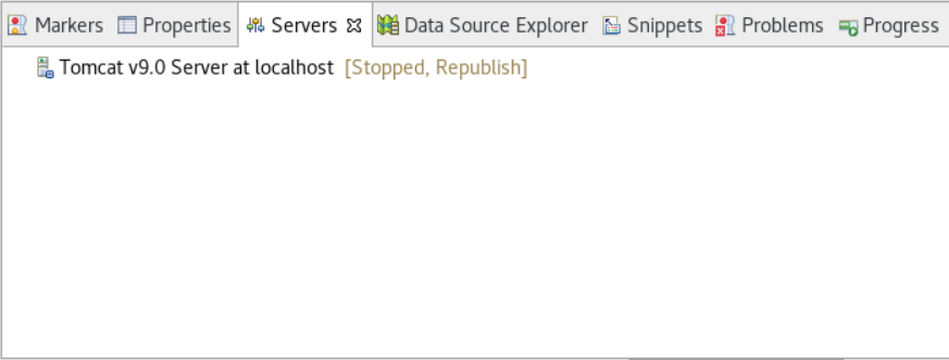 AWS Registerkarte „Transformation für Eclipse-Mainframe-Server“, auf der der neue Tomcat-Server aufgeführt ist.