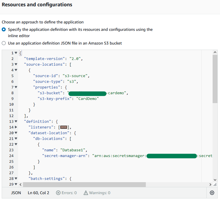 JSON-Anwendungsdefinition.