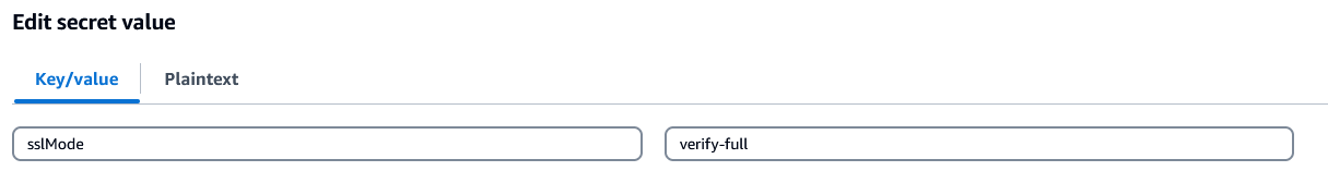 Geben Sie das Schlüssel/Wert-Paar für Secrets Manager Secret ein.