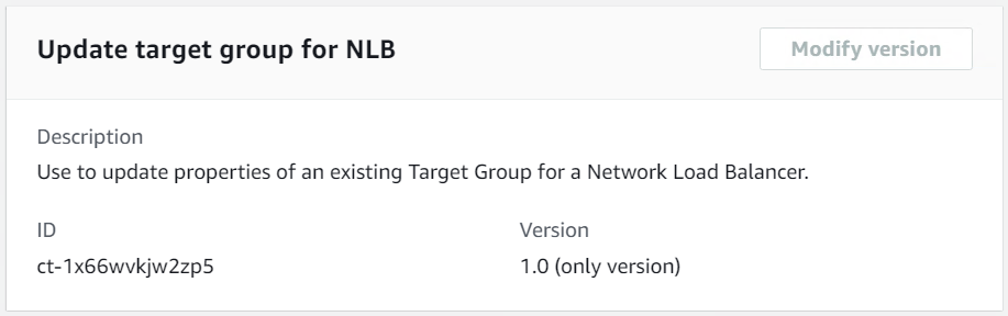 Aktualisiere die Zielgruppe für den NLB-Änderungstyp mit der ID ct-1x66wvkjw2zp5 und Version 1.0.