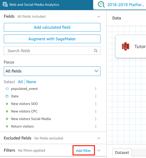 Dies ist ein Image der Option „Filter hinzufügen“ bei der Bearbeitung eines Datensatzes.