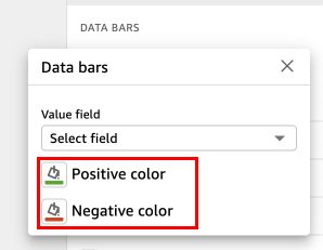 Wählen Sie eine Farbe für Datenbalken, die einen positiven oder negativen Wert haben.