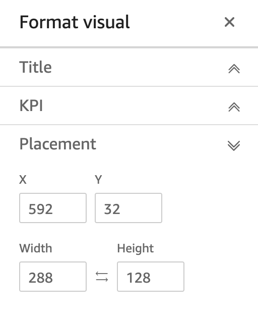 Format visual panel showing placement options with X and Y coordinates, width, and height inputs.