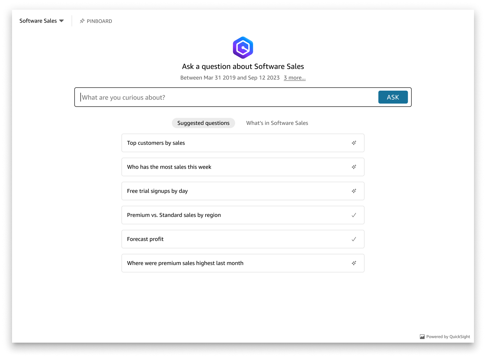 Das Generative Q&A-Erlebnisfenster, das gerendert wird, wenn Sie den Wert auf setzen. panelType 'FULL'