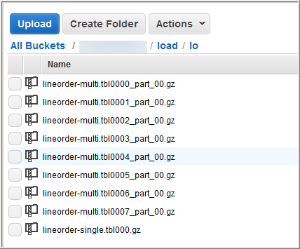 Die Daten in der LINEORDER Tabelle sind in neun Dateien aufgeteilt.