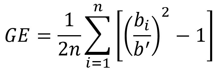 Gleichung, die den generalisierten Entropieindex definiert, wobei der Alpha-Parameter auf 2 gesetzt ist.