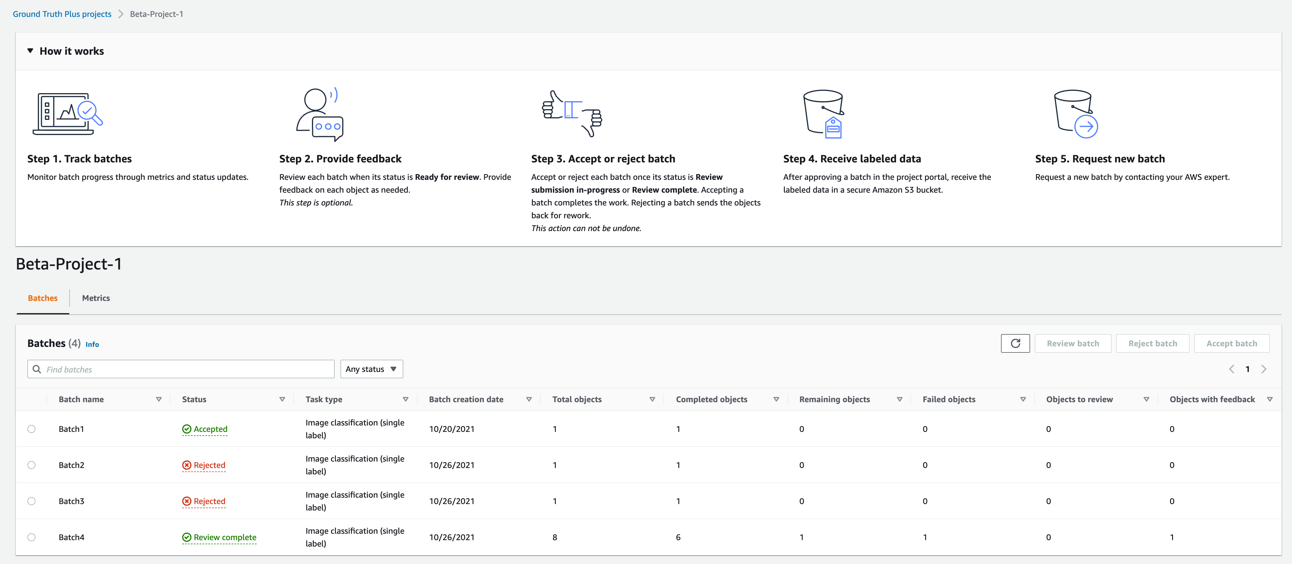 Beispielstapel für Ihr Projekt im Projektportal.