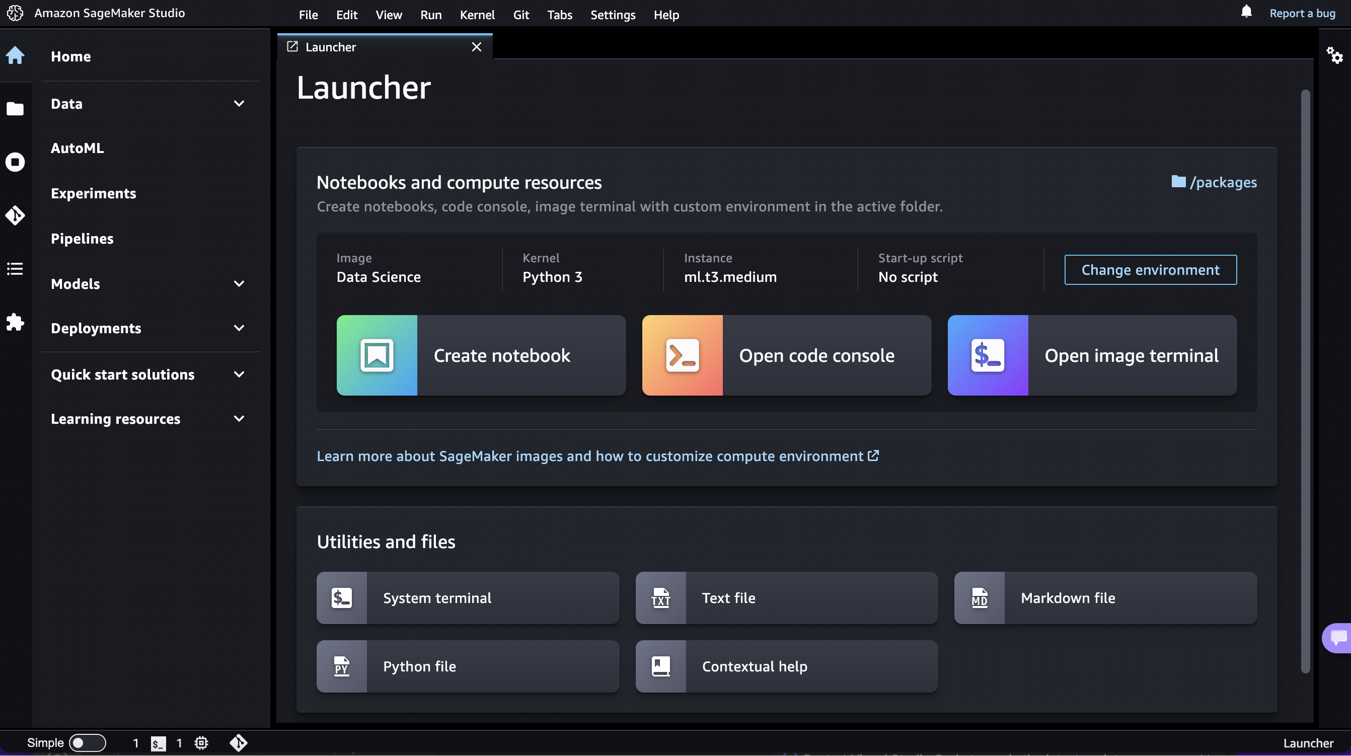 SageMaker Studio Classic-Launcher.