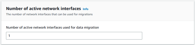 Das Feld Anzahl der aktiven Netzwerkschnittstellen zeigt den Standardeintrag 1.