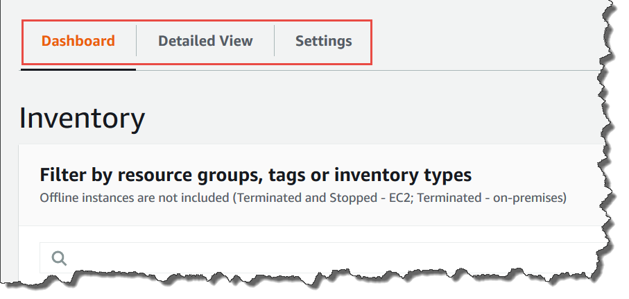 Anzeigen des Inventory-Dashboards | Detailed View (Detailansicht) | Registerkarte „Settings“ (Einstellungen)