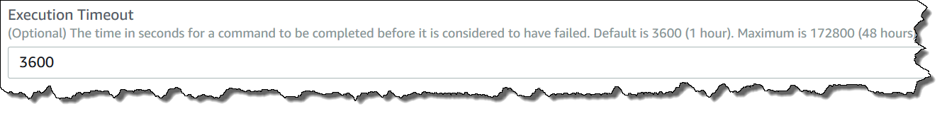 Das Feld Execution Timeout (Ausführungs-Timeout) in der Systems Manager-Konsole