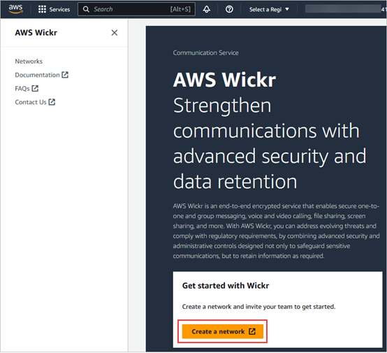 Dann AWS Management Console für Wickr.