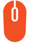 Orange computer mouse icon with a white outline and scroll wheel.