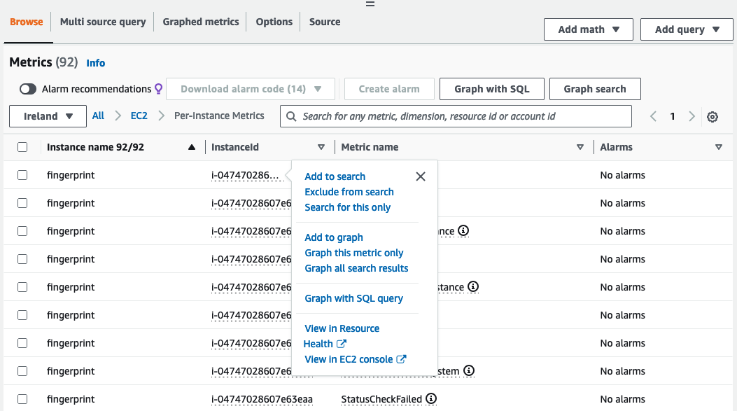 Ver las métricas para Amazon EC2